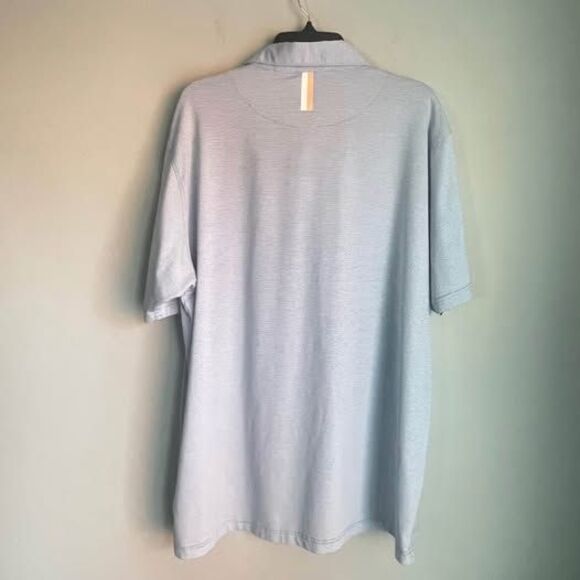 Rhoback Polo Mens XXL 2XL Blue Striped Short Sleeve Performance Stretch - Picture 4 of 10